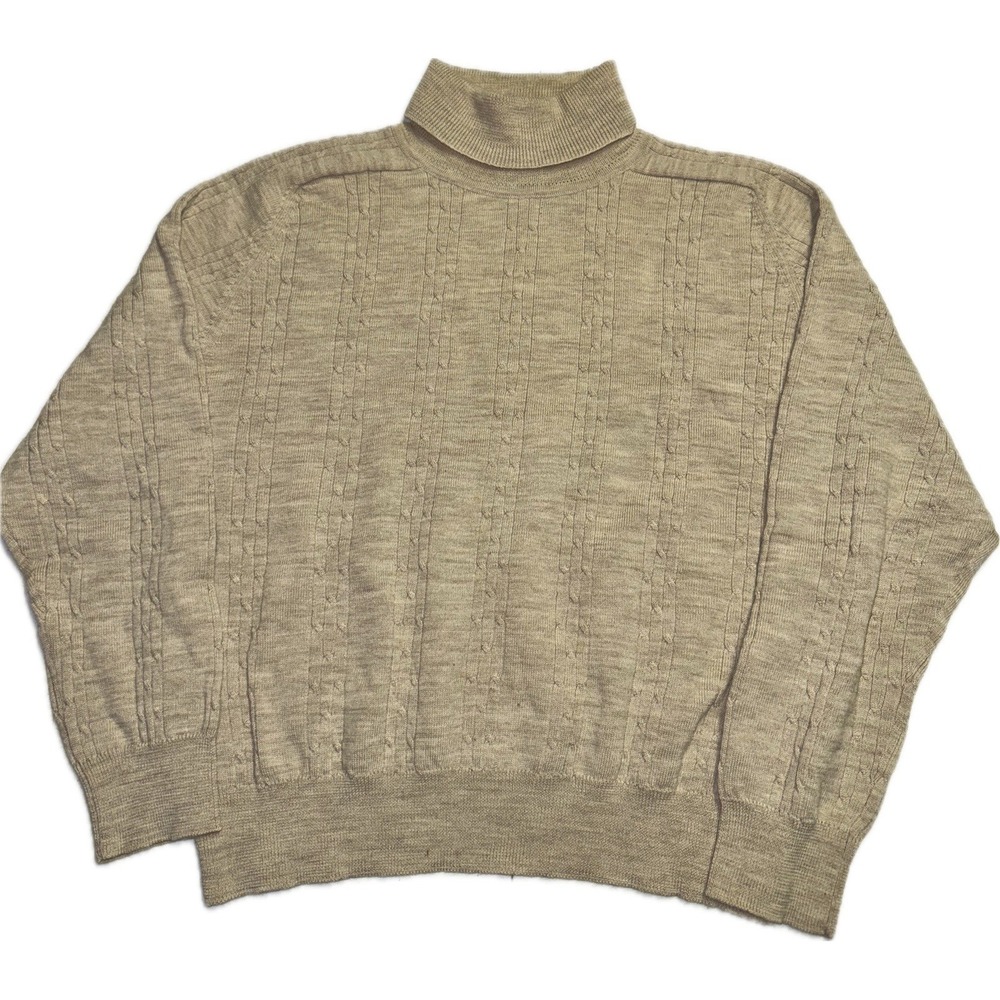 Liz Claiborne Collection Petite Women's L‎ Tan Cable Knit Turtle Neck Sweater